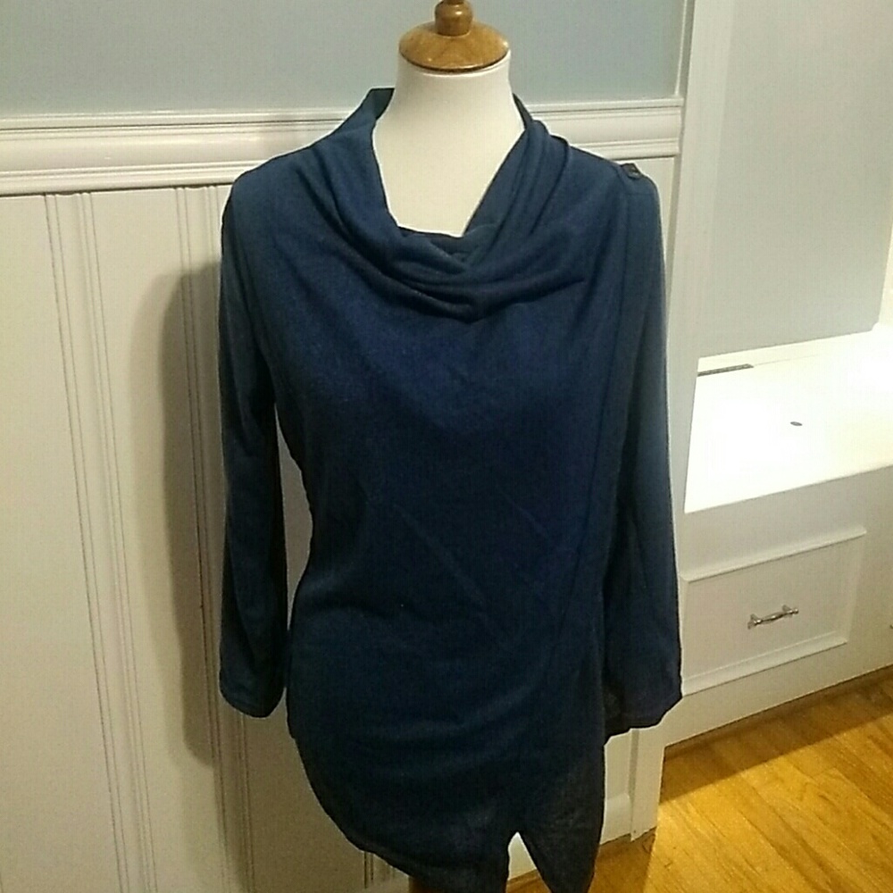Blue crossbody scoop neck sweater size small